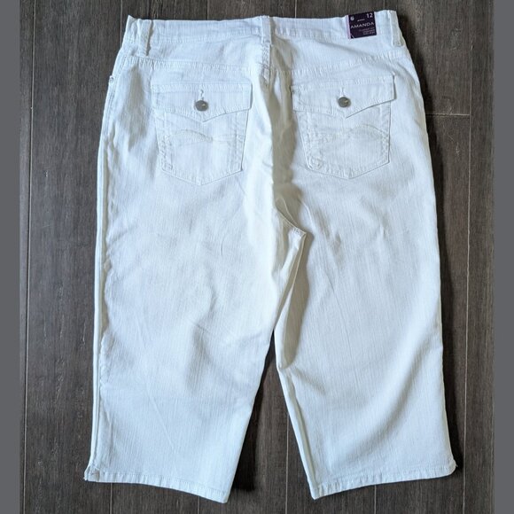 BNWT! Gloria Vanderbilt, Cropped Pants in Stretch Denim White, Size 12 - Picture 2 of 6